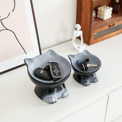 Nihow Elevated Cat/Dog Bowls: 5 Inch Ceramic Raised Cat Food & Water Bowl Set for Protecting Pet's Spine - Feeding & Watering Supplies for Pets - ...