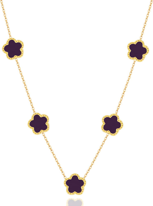 5 Leaf Clover Choker Necklace for Women 18K Gold Plated Stainless Steel Black Lucky Five Leaf Dangle Chain Jewelry Gift for Mother and Daughter...