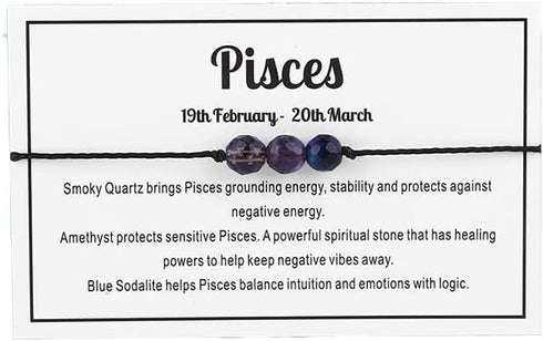 Fuqimanman2020 12 Constellation Zodiac Crystal Natural Stone Horoscope Stretch Bracelets Healing Gemstone Adjustable Braid Cord String Rope for Co...