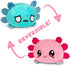 TeeTurtle - The Original Reversible Axolotl Plushie - Pink + Blue - Cute Sensory Fidget Stuffed Animals That Show Your Mood...