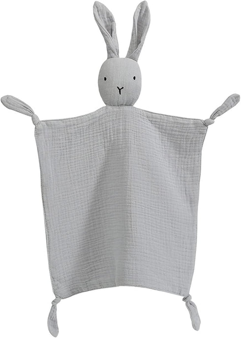 ZIGJOY Bunny Lovey Muslin Cotton Baby Security Blanket Soft Breathable Lovies for Babies Gifts for Newborn Infant Toddler Boys and Girls, Grey...