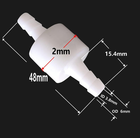 2PCS 1/4" Check Valve Hose Barb One Way Inline Non Return Ozone Resistance for Fuel Oil Water Gas Air Pump with 4PCS Hose Clamps...