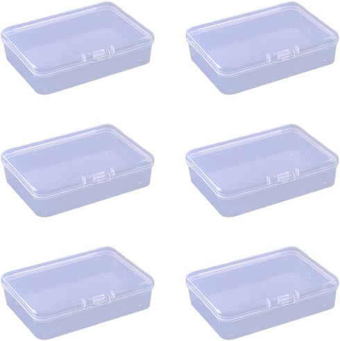 6 Pcs Mini Plastic Storage Containers Clear Rectangle Boxes Small Empty Cases Transparent Beads Organizer Container with Lid for Collecting Small ...