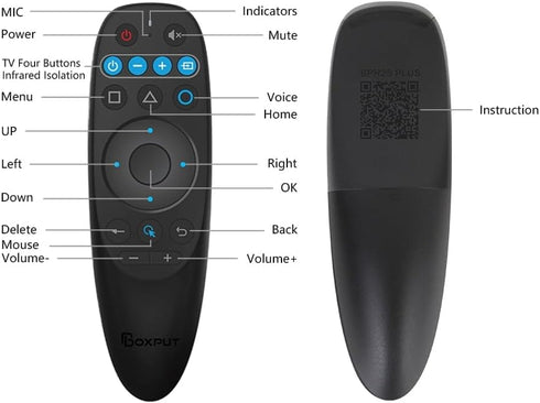 BPR2S Plus Air Mouse Remote Control Bluetooth Voice Remote Control 2.4G RF Remote with USB Receiver 6 Axis Gyroscope Support IR Learning TV 4 Keys...