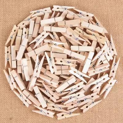 Durable Mini Wooden Clothespins for Crafts: Versatile 1-Inch Size, Pack of 100 - Ideal for DIY Projects, Photos, and Home Decor...
