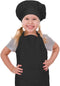 Kids Apron and Chef Hat Set, Adjustable Cotton Child Aprons with Large Pocket Black Girls Boys Kitchen Bib Aprons for Cooking Baking Painting...
