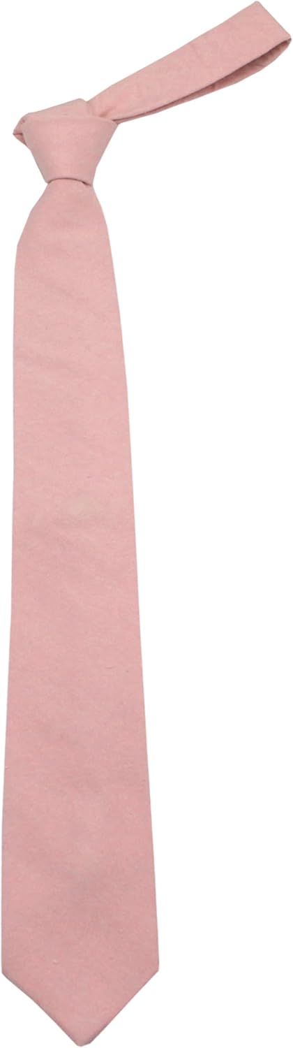 Mens Solid Linen Tie Set : Slim Necktie with Matching Pocket Square (Pink)...