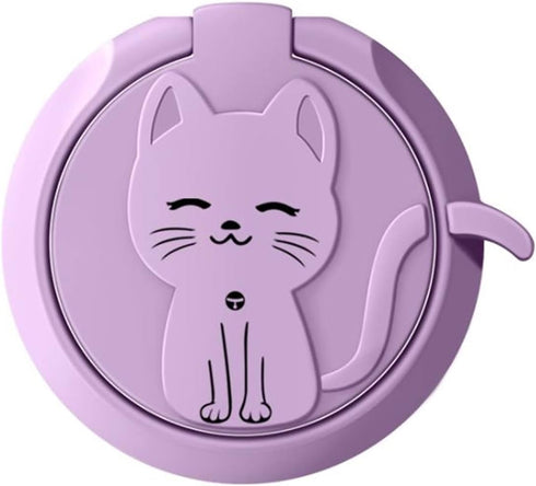 Cute Cat Cartoon Liquid Feel Mobile Phone Ring Buckle Stand Holder (Purple)...