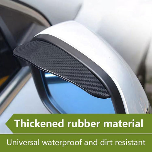 2 PCS Car Rear View Mirror Rain Eyebrow, 6.8" x 2.2" Thick Carbon Fiber Texture Waterproof Reflective Protective Cover, Maintain Clear Vision Side...