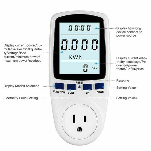 Digital Power Monitor Meter Usage Energy Watt Amp Volt KWh Electricity...
