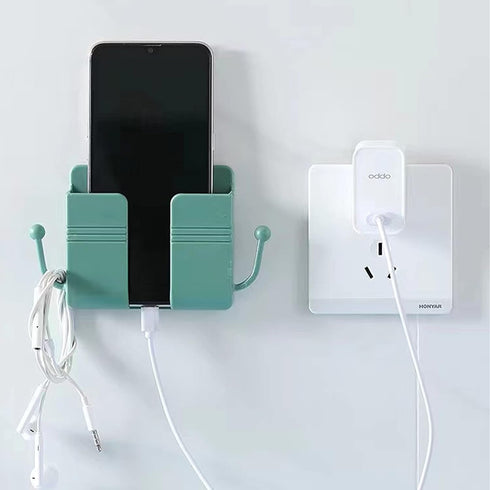 4Pcs Wall Mount Phone Holder Adhesive Wall Phone Mount Charging Stand and Remote Control Stand Multipurpose Socket Pocket Universal Deck Storage B...