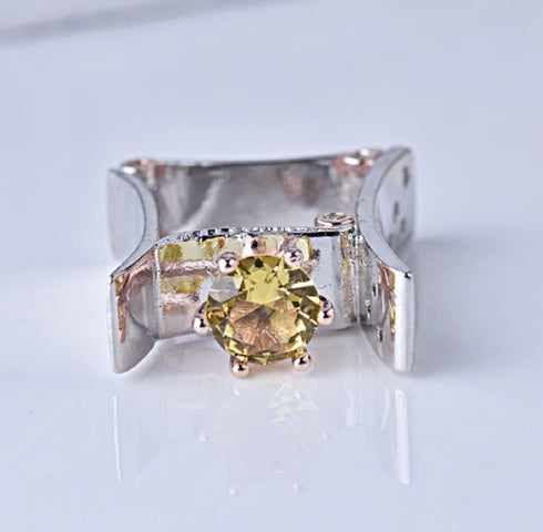 HUKQBUNX 925 Sterling Silver Two-Color Topaz Colorful Topaz Women's Fashion Ring Square Crystal Zircon Women's Fashion Diamond Wedding Engagement ...