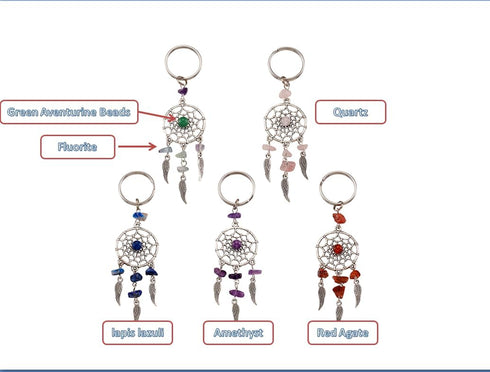 KISSITTY 30-Pieces Dream Catchers Gemstone Charm Pendants Handmade Dangling with Mixed Color Natural Chip Gemstone 107mm Filigree Ethnic Ornament ...