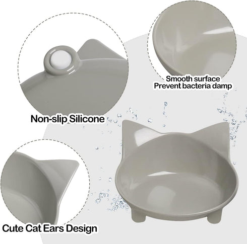 Cat Food Bowl, Non-Slip, Safe Melamine Material, Anti-Skid Base, Shallow Design, Dishwasher-Safe, 14.5cm Diameter...