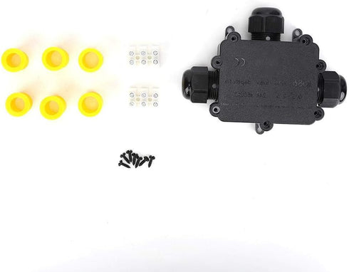IP68 Waterproof Junction Box, M686 Outdoor Cable 3-Way Electrical Junction Box, Black Plastic Junction Box(T Type)...