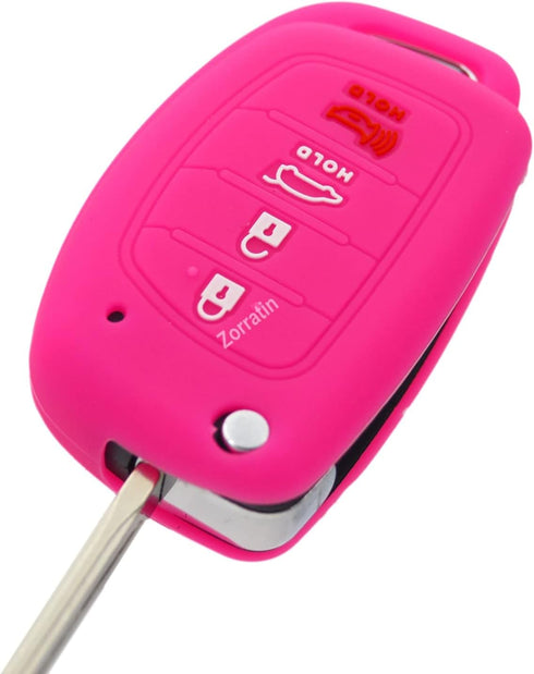 Zorratin Silicone Key Fob Cover Protectors for 4 Buttons Flip Key Hyundai Santa fe Sonata Tucson Tuscon TQ8-RKE-4F16...