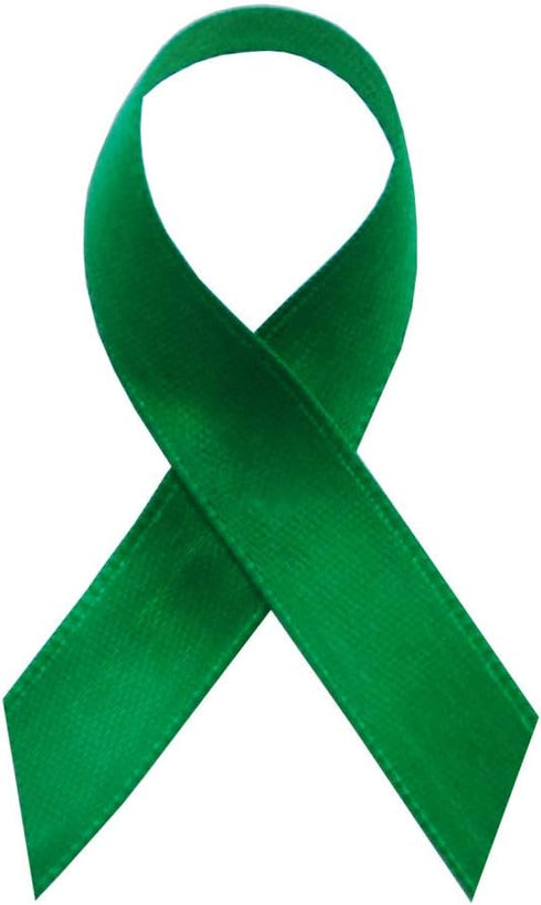 Exclusive USA | American Made 250 Emerald Green Satin Awareness Ribbons - Bag of 250 Fabric Ribbons with Safety Pins...