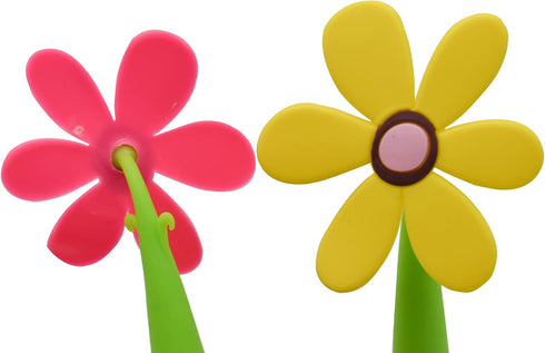 Maydahui 8PCS Flower Ballpoint Pens with Plant Pot Stand on Desk Set Cute Creative Design Colorful for Student Party Valentine's Day(Black and Blu...