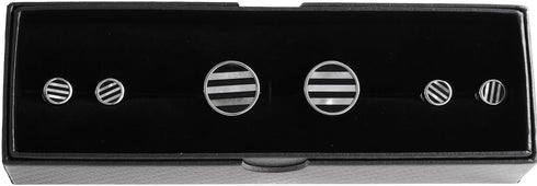 Mother of Pearl & Onyx Striped Tuxedo Cufflinks & Studs Set in a Presentation Gift Box & Polishing Cloth...