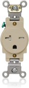 Leviton T5461-I Single Receptacle Outlet, Tamper-Resistant, 20 Amp, 250 Volt, Heavy-Duty Industrial Specification Grade, Back or Side Wire, Self-G...