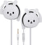 QearFun Bunny Earbuds for Kids with Ear Hooks, Kawakii Wired Over Ear Headphones Earphones Gifts for School Girls and Boys with Microphone & Ear L...