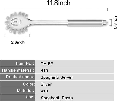 Pasta Fork, Pasta Spoon, Spaghetti Sever, Durable Stainless Steel Pasta Server, Spaghetti Spoon Server, Heat Resistant, 12 inch...