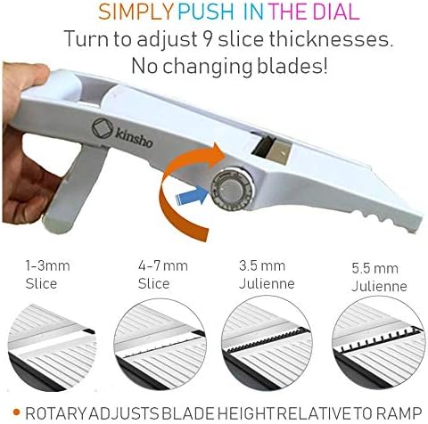 Mandolin Slicer Adjustable Mandoline | Best Hand-Held Cutter for Vegetable Potato Zucchini Food | Professional Steel Blade - Safe Finger Guard - 9...