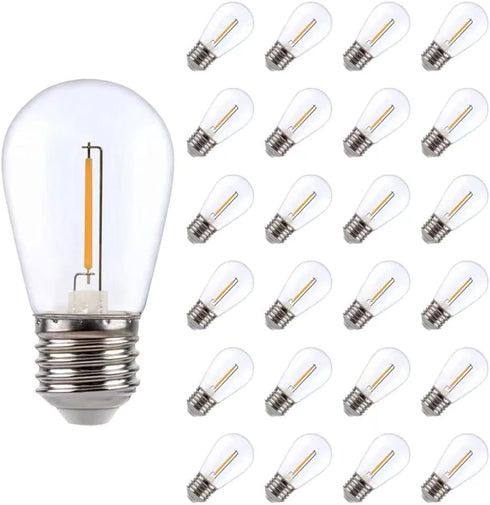 25 Pack LED 1W S14 Replacement String Light Bulbs,Plastic Shatterproof & Waterproof Edison Vintage Style Outdoor Light Bulbs,Warm White 2200K, E26...