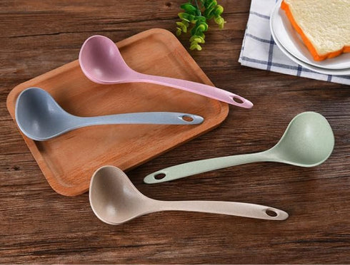 Eco-friendly Wheat Straw Spoons, Wheat Straw Soup Spoon, Soup Spoon for Cooking, Wheat Straw Cooking Spoons, Cooking Utensils (Pink)...