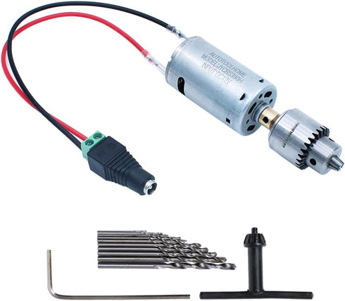 AUTOTOOLHOME Mini DC 12V Electric Hand Drill Motor PCB & Twist Drills Set 1/88-1/6 inch JT0 Chuck Jewelry Craft Drill Kit...