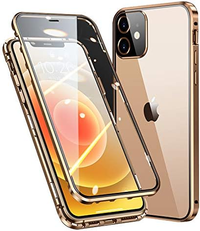 HENGHUI Lockable iPhone 13 Pro Max Magnetic Glass Case with Camera Lens Protector Screen Protector Safety Lock 360 Full Body Double Sided Bumper C...
