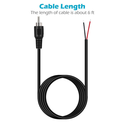 Fancasee 2 Pack 6 ft Speaker Wire RCA Male Plug Jack Connector to Bare Wire Open End Pigtail RCA Cable for Speakers Amplifier Audio Video AV Recei...