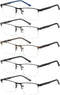 EYECEDAR Blue Light Blocking Reading Glasses for Men, Metal Half Frame Spring Hinges Anti-Glare Eyestrain 5 Pack Computer Eyeglasses Readers 2.00...