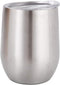 Stainless Steel Wine Glasses, Double Wall Insulated Tumbler with Lid for Wine, Coffee, Drinks, Champagne, Cocktails (Stainless Steel)...