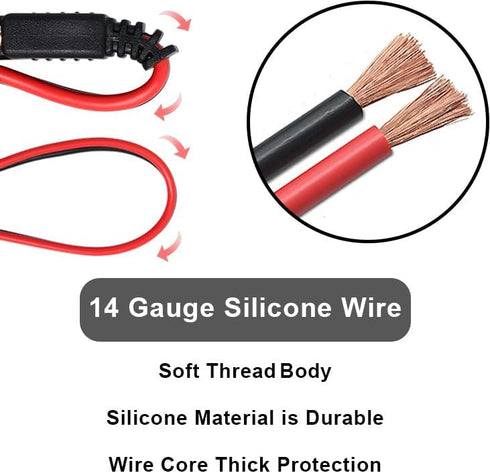 Wadoy 2 Pin Quick Disconnect Wire Harness SAE Connector 14 Gauge Heavy Duty Hight Capacity Battery Cable 10'' Leads(5 pack)...