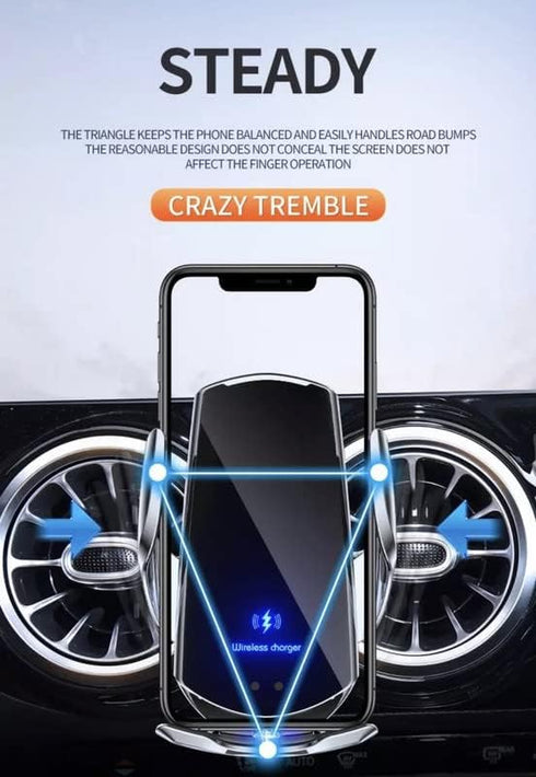 HITech Pro Upgraded Smart 15W Qi Fast Car Wireless Charger Holder AirVent Mount, with Magnetic Connectors, Compatible with All Wireless Charging M...