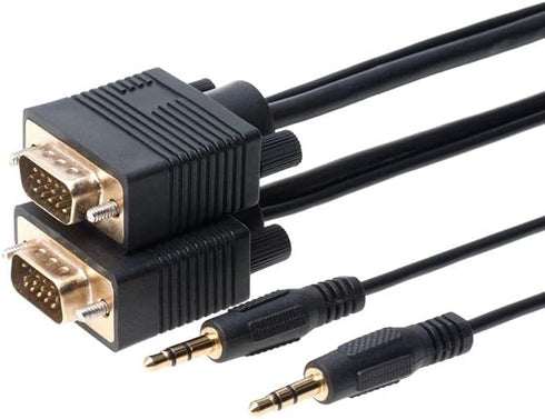 Cables Direct Online 6FT SVGA + Audio Monitor Cable - Male to Male VGA to VGA 1080P for PC, Projector, Laptop, TV...