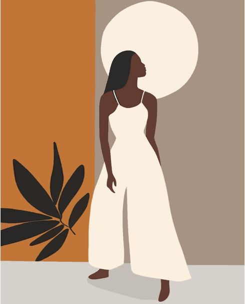Afro Girl Painting Fashion Black Women Paint by Number Kits 16 x 20 inch Canvas DIY Tropical Leaves Oil Painting for Kids Adults Beginner with Bru...