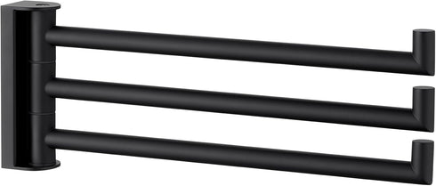 Swivel Hand Towel Holder 3 Bars, Angle Simple 304 Stainless Steel Hand Towel Rack, Folding Bathroom Towel Hanger Wall Mount, Matte Black...