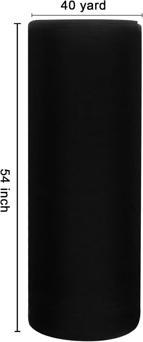 IONTACH Black Tulle Fabric Rolls 54 Inch by 40 Yards Fabric Tulle Bolt for Wedding Decorations DIY Black Tutu Baby Shower Table Skirt Ceiling Deco...
