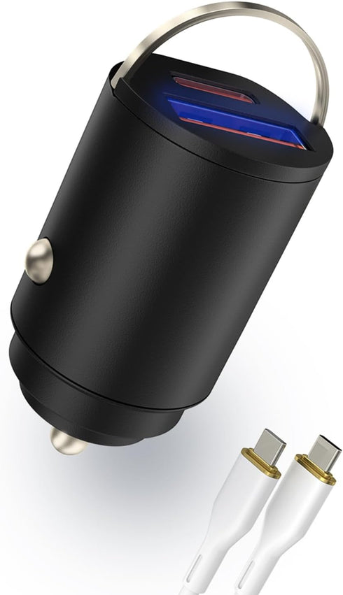 USB C Car Charger, YIHAIXINGWEI Fast Car Charger Dual Port, Mini Metal Cigarette Lighter USB Charger for iPhone14/13 Pro Max Samsung S23/S22 (Pull...
