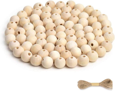 R.FLOWER Natural Wood Beads Round Ball Wooden Loose Beads Unfinished Wood Spacer Beads for Craft-making 200pcs (16mm)...