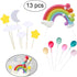 Palksky Colorful Rainbow Cake Topper/Wedding Cake Flags/Cupcake Picks Set -Include Cloud Balloon Moon Stars/Boy Girl Kid Birthday Baby Shower Part...