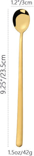 Long Handle Spoon, 9.25-inch Stainless Steel Iced Teaspoon Titanium Colorful Plated Spoons for Mixing,Tea,Milkshake,Coffee (Set of 6, Gold)...
