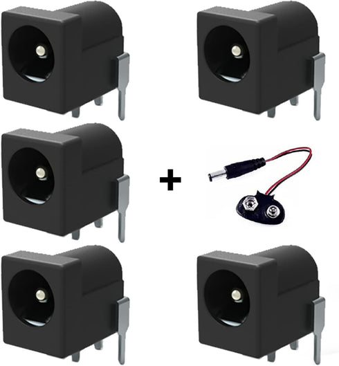 Breadboard-Friendly 2.1mm PCB Mounting Female DC Power Barrel Jack (5 PCS DC Power Jack)...