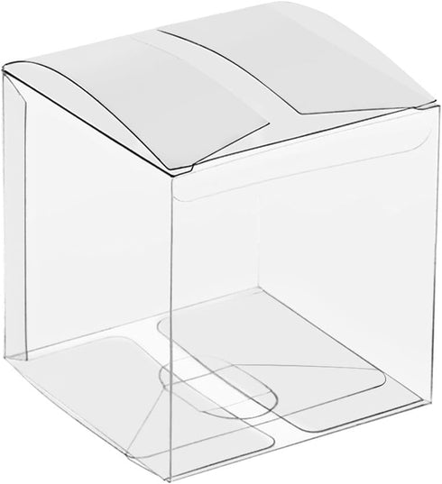 Lucky Monet Clear Gift Boxes 2" x 2" x 2" - 50 Pack, Clear PVC Plastic Boxes Transparent Packing Box Favor Square Boxes for Thanksgiving, Christma...