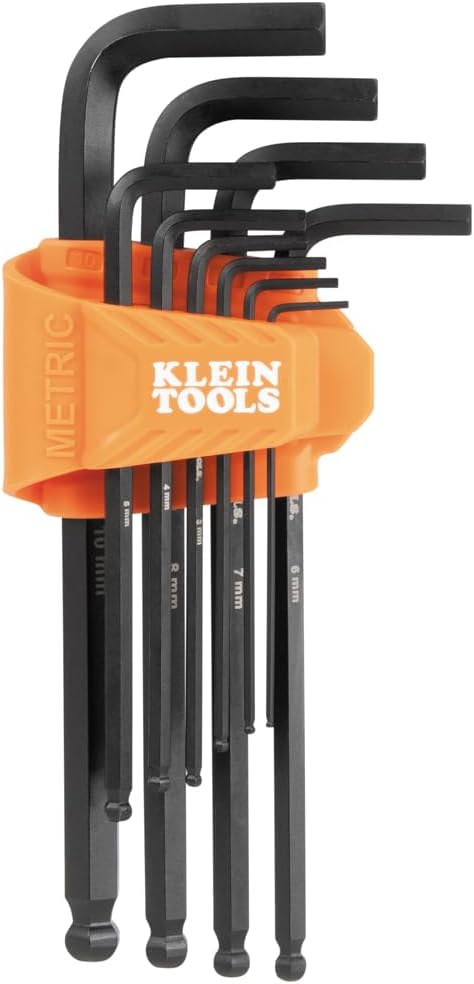 Klein Tools Long Ball-End Hex Key Set Metric 10-Piece...