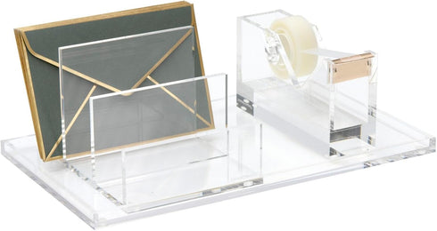 russell+hazel Acrylic Tape Dispenser, Clear with Gold-Toned Hardware, 1-13/16” x 6” x 3-3/8” (31734)...