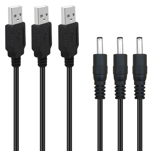 3Pack 6FT 5V DC Power Cord USB to DC 3.5mm x 1.35mm Barrel Jack Adapter Connector Charging Cable Plug...