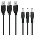 3Pack 6FT 5V DC Power Cord USB to DC 3.5mm x 1.35mm Barrel Jack Adapter Connector Charging Cable Plug...